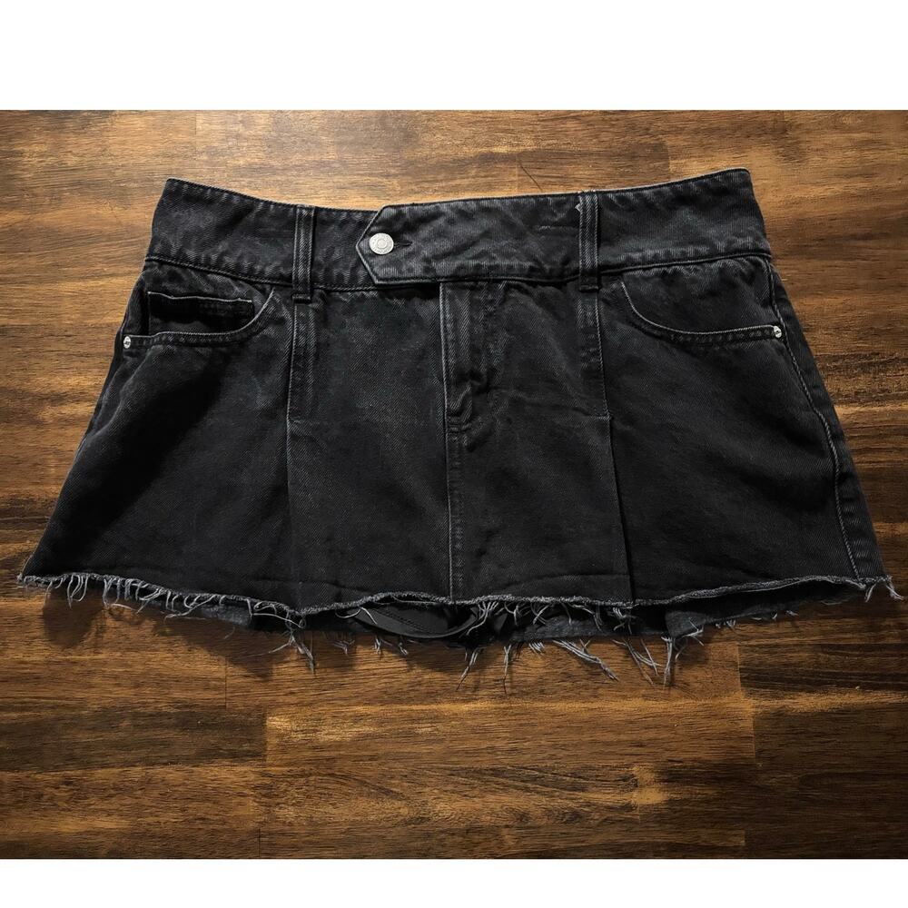 Garage Large Micro Mini Skort Pleated Denim Skirt with Shorts 100% Cotton